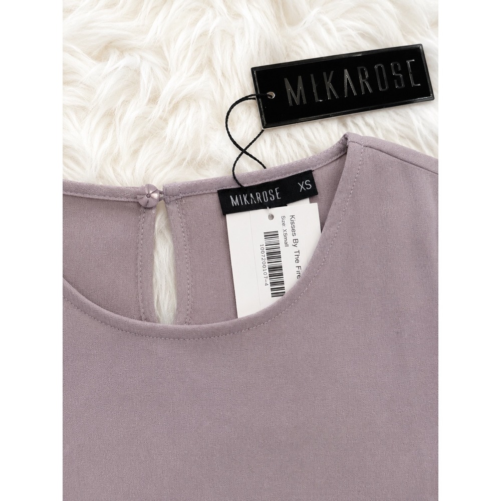 Mikarose NWT Lavender Blouse XS Ruffle Sleeve Boutique Top Modest Chic Boho - Picture 2 of 3